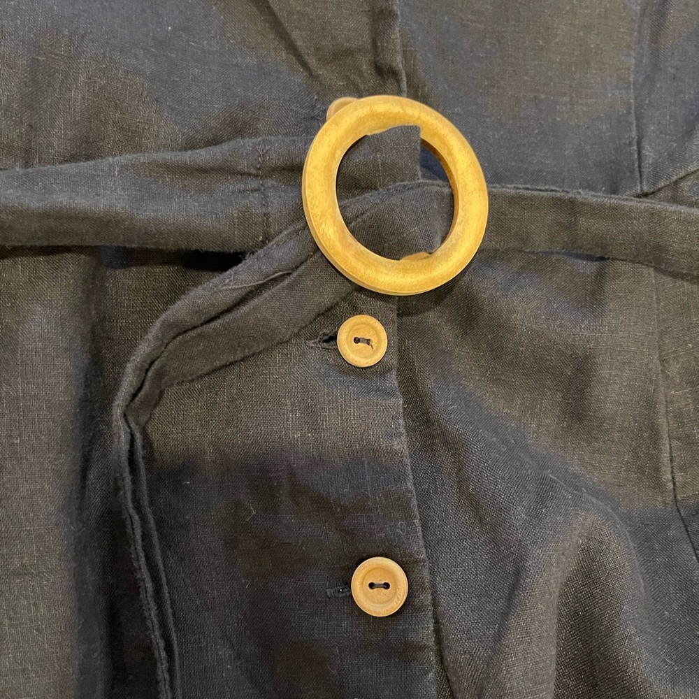 Mango MNG blue linen button up dress 4 - Picture 6 of 7